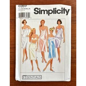 UNCUT SIMPLICITY Sewing Pattern 8969 Full Slip Half Slip Camisole P-XL FF